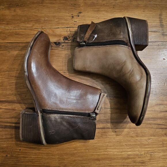 ROAN By Bed Stu 6 Liz Distressed Leather & Suede Double Zip Handmade Ankle Boots - Picture 6 of 9